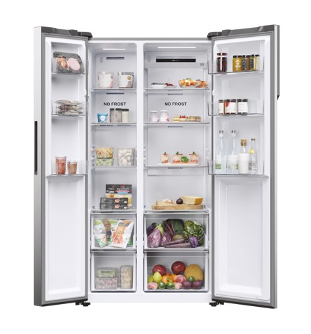 Haier SBS 90 Series 5 HSR5918DNMP Libera installazione 528 L Platino, Acciaio inox