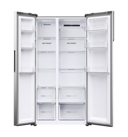 Haier SBS 90 Series 5 HSR5918DNMP Libera installazione 528 L Platino, Acciaio inox