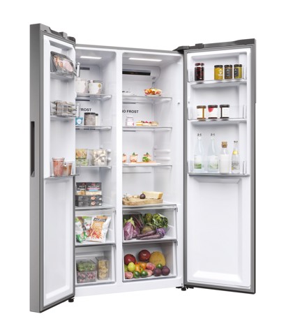 Haier SBS 90 Series 5 HSR5918DNMP Libera installazione 528 L Platino, Acciaio inox