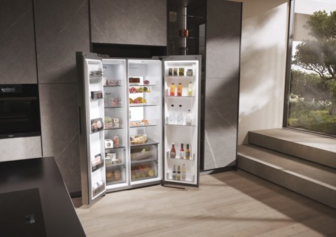 Haier HSW79F18ANMM frigorifero side-by-side Incasso/libero 611 L A Platino, Acciaio inox