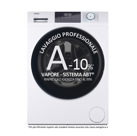 Haier I-Pro Serie 1 Serie 1, Lavatrice Slim 8 KG, 10% più efficente della classe A, 1400 giri, Bianco, Inverter, Refresh, HW80-BP14929A-S