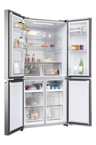 Haier Multidoor HCR3818ENMM ClasseE 467lt-Platino, Stainless steel