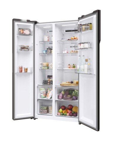 Haier SBS 90 Serie 5 HSR5918DNMP frigorifero side-by-side Libera installazione 528 L D Platino, Acciaio inossidabile