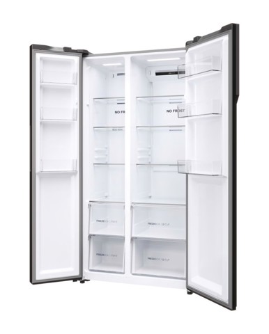 Haier SBS 90 Serie 5 HSR5918DNMP frigorifero side-by-side Libera installazione 528 L D Platino, Acciaio inossidabile