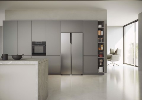 Haier SBS 90 Serie 5 HSR5918DNMP frigorifero side-by-side Libera installazione 528 L D Platino, Acciaio inossidabile