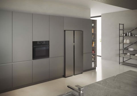 Haier SBS 90 Serie 5 HSR5918DNMP frigorifero side-by-side Libera installazione 528 L D Platino, Acciaio inossidabile