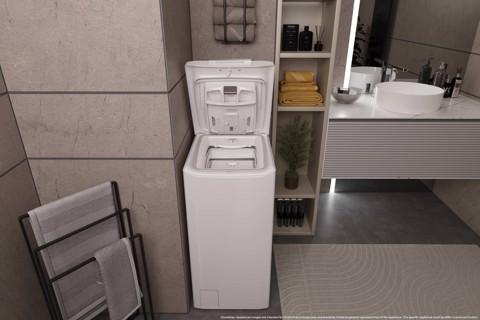 Haier T Series 7, Lavatrice Carica dall'alto 7 KG, 15% più efficente della classe A, 1200 giri, Bianco, Inverter, Vapore, THASN276TM7-S