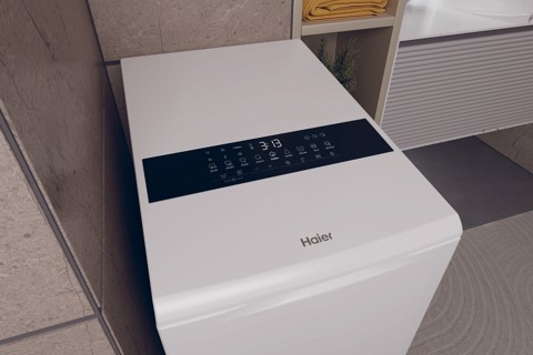 Haier T Series 9, Lavatrice Carica dall'alto 9 KG, Classe A, 1300 giri, Bianco, Inverter, Vapore, Wi-Fi, HW90-BPD13386U-S