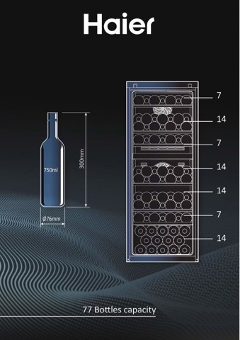 Haier Wine Bank 50 Serie 7 HWS77GDAU1 Cantinetta vino con compressore Libera installazione Nero 77 bottiglia/bottiglie