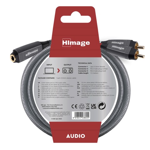 HIMAGE HIAJACK32X15MFG cavo audio 1,5 m 3.5mm 2 x RCA Nero, Grigio