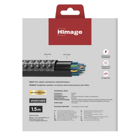 HIMAGE HIAJACK35M15MFG cavo audio 1,5 m 3.5mm Nero, Grigio