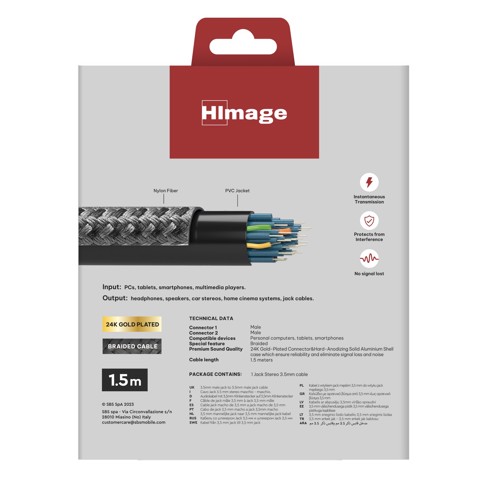 HIMAGE HIAJACK35M15MMG cavo audio 1,5 m 3.5mm Nero, Grigio