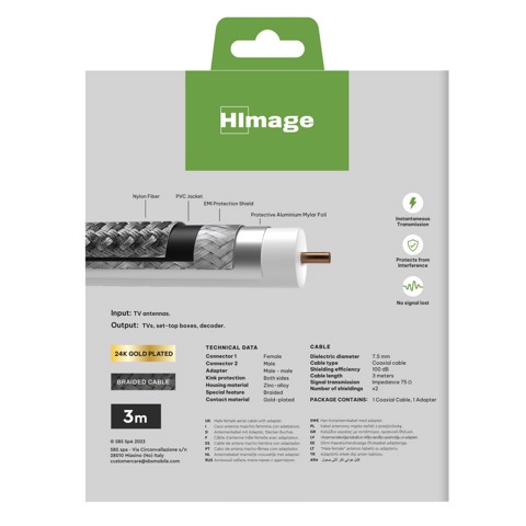 HIMAGE HIAN100DB30MFADG cavo coassiale 3 m Belling-Lee Grigio