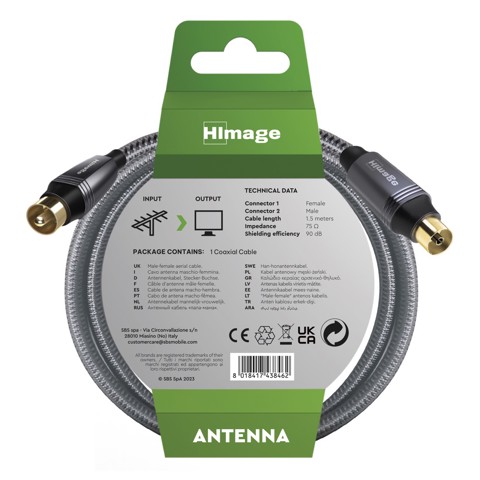 HIMAGE HIAN90DBX15MFADG cavo coassiale 1,5 m Belling-Lee Nero, Grigio