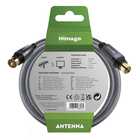 HIMAGE HIAN90DBX15MFADG cavo coassiale 1,5 m Belling-Lee Nero, Grigio