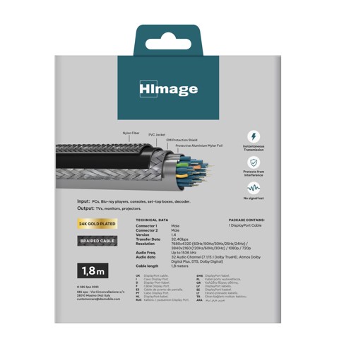 HIMAGE HIP20DP16K18MMG cavo DisplayPort 1,8 m Grigio
