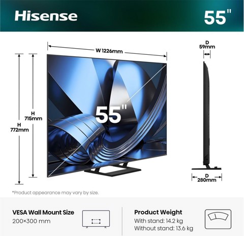 Hisense 55U79SE TV 139,7 cm (55") 4K Ultra HD Smart TV Wi-Fi Nero