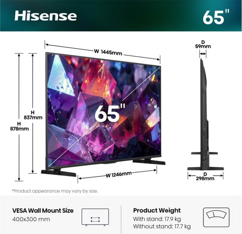 Hisense 65E79S PRO TV 165,1 cm (65") 4K Ultra HD Smart TV Wi-Fi Nero