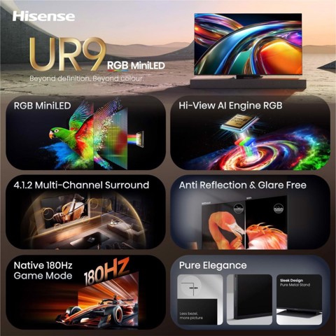 Hisense 75UR9S 190,5 cm (75") 4K Ultra HD Smart TV Wi-Fi Grigio 4000 cd/m²
