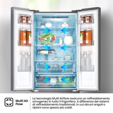 Hisense frigorifero French Door RF632N4BCE libera installazione 485L Classe E Grande capacità