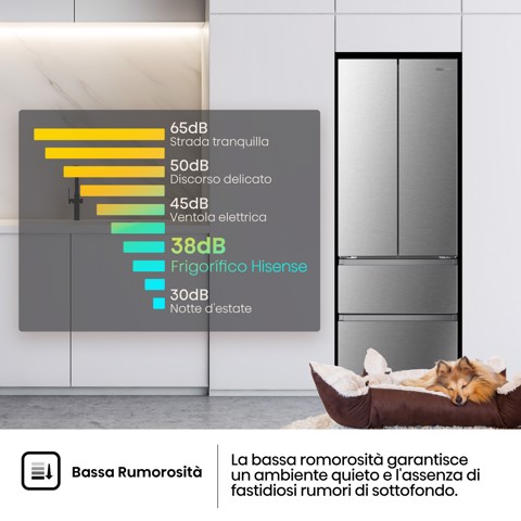 Hisense frigorifero French Door RF632N4BCE libera installazione 485L Classe E Grande capacità
