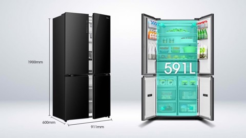 Hisense RQ768N4GBE frigorifero side-by-side Libera installazione 591 L E Nero