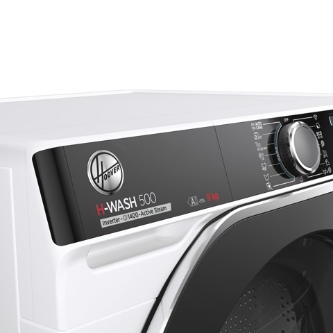 Hoover H-WASH 500 , Lavatrice Carica Frontale 9 KG, 15% più efficente della classe A, 1400 giri, Bianco, Inverter, Vapore, Wi-Fi, HWP 49AMBC7/1-S