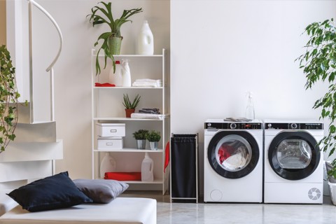 Hoover H-WASH 500 , Lavatrice Carica Frontale 9 KG, 15% più efficente della classe A, 1400 giri, Bianco, Inverter, Vapore, Wi-Fi, HWP 49AMBC7/1-S