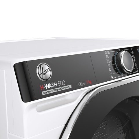 Hoover H-WASH 500 , Lavatrice Slim 7 KG, 15% più efficente della classe A, 1400 giri, Bianco, Inverter, Vapore, Wi-Fi, HWP4 47AMBC7/1-S
