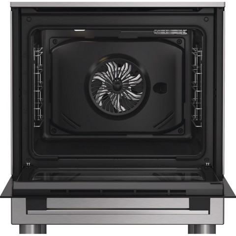 Hotpoint Ariston H6G5LMX cucina a libera installazione, 60x60cm, piano gas, forno elettrico ventilato, grill elettrico, 73 Lt, classe A, Inox