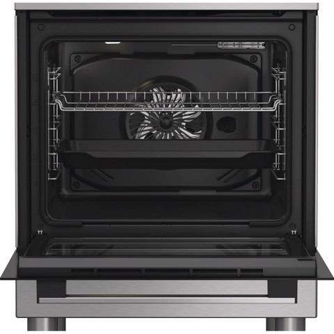 Hotpoint Ariston H6G5LMX cucina a libera installazione, 60x60cm, piano gas, forno elettrico ventilato, grill elettrico, 73 Lt, classe A, Inox