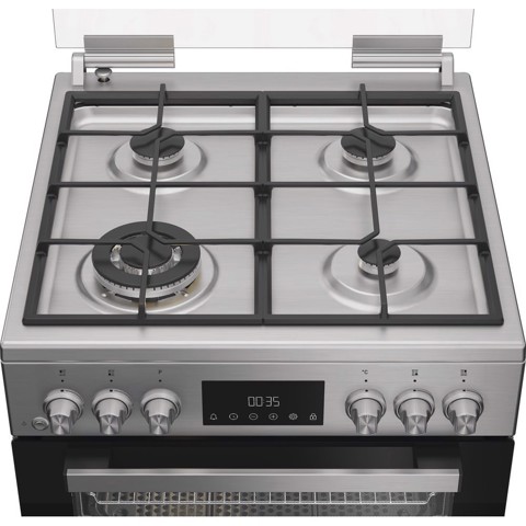 Hotpoint Ariston H6G8LMSAWX cucina libera installazione inox, 60x60cm, piano gas, forno elettrico ventilato, 72Lt, classe A