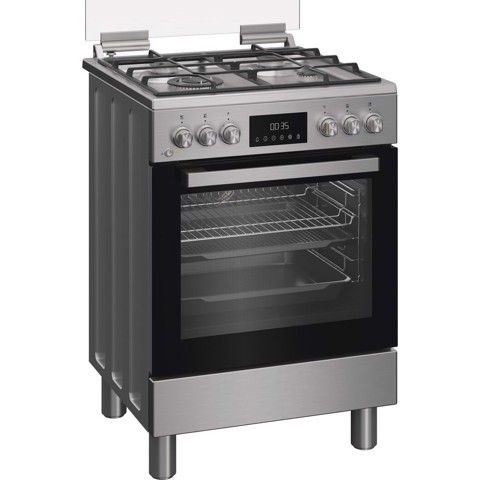 Hotpoint Ariston H6G8LMSAWX cucina libera installazione inox, 60x60cm, piano gas, forno elettrico ventilato, 72Lt, classe A