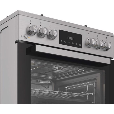 Hotpoint Ariston H6G8LMSAWX cucina libera installazione inox, 60x60cm, piano gas, forno elettrico ventilato, 72Lt, classe A