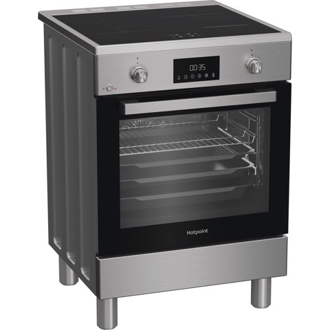 Hotpoint Ariston H6I8LMSAX cucina libera installazione inox, 60x60cm, piano induzione,forno elettrico ventilato, 73Lt, classe A