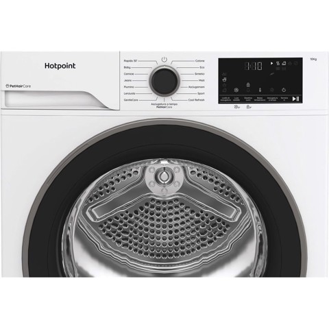 Hotpoint Ariston HPT 103D BS IT, Capacità 10kg, classe D, colore White, EasyIron, PetHair Removal | Profondità mobile 54cm
