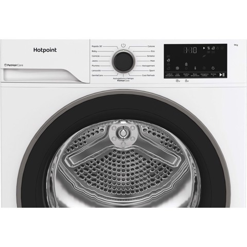 Hotpoint Ariston HPT 93D BS IT, Capacità 9kg, classe D, EasyIron, Slim, PetHair Removal | Profondità mobile 46 cm
