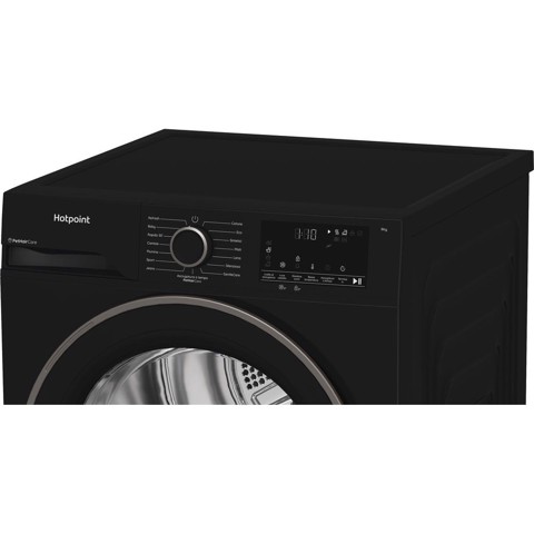 Hotpoint Ariston HPT 94D BBS IT, Capacità 9kg, classe C, colore Black,EasyIron, PetHair Removal | Profondità mobile 60cm