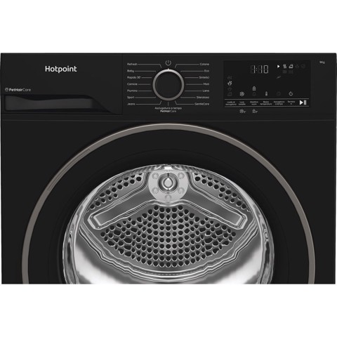 Hotpoint Ariston HPT 94D BBS IT, Capacità 9kg, classe C, colore Black,EasyIron, PetHair Removal | Profondità mobile 60cm