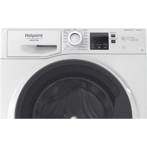 Hotpoint Ariston NF98WK IT STD 9kg, Classe A-20%, Bianco, Motore Inverter 1400 giri, Display digitale, Vapore, Porta nera