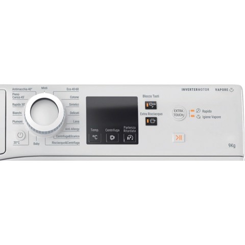 Hotpoint Ariston NF98WK IT STD 9kg, Classe A-20%, Bianco, Motore Inverter 1400 giri, Display digitale, Vapore, Porta nera