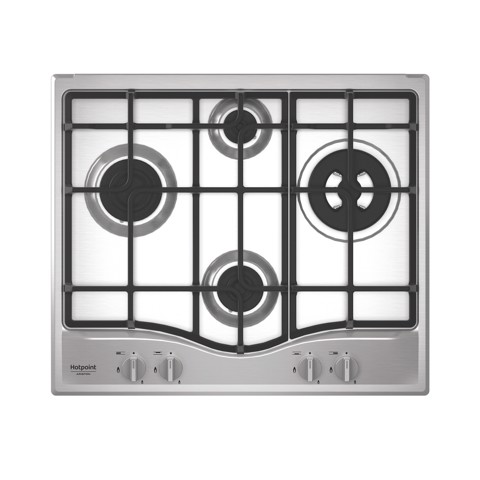 Hotpoint Ariston PCN R641N T/IX/HA Piano cottura 60 cm, griglie in ghisa lavabili in lavastoviglie, 4 fuochi di cui 1 tripla corona