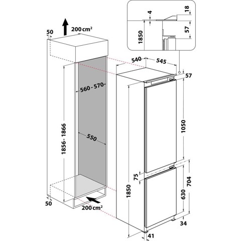 Hotpoint BCB 7525 S1 frigorifero con congelatore Da incasso 289 L F Bianco