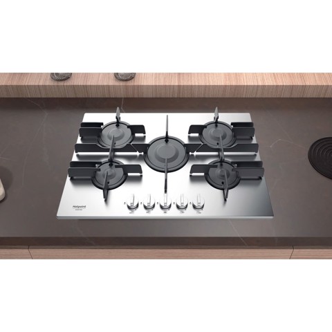 Hotpoint FTGHL 751 D/IX/HA Acciaio inossidabile Da incasso 75 cm Gas 5 Fornello(i)