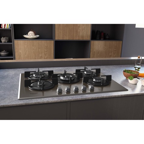 Hotpoint HAGD 72S/CH Champagne Da incasso 73 cm Gas 5 Fornello(i)