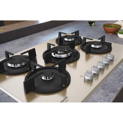 Hotpoint HAGD 72S/CH Champagne Da incasso 73 cm Gas 5 Fornello(i)