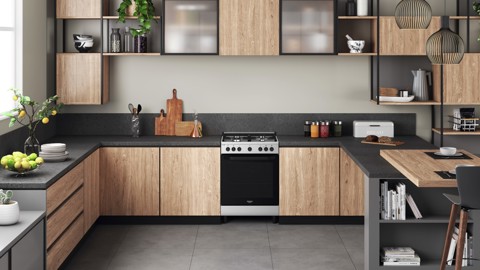 Hotpoint HS68G5PHX/E/1 Cucina Elettrico Gas Nero, Acciaio inossidabile A