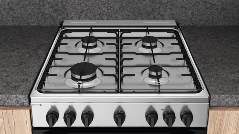 Hotpoint HS68G5PHX/E/1 Cucina Elettrico Gas Nero, Acciaio inossidabile A
