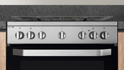 Hotpoint HS68G8PHX/E/1 Cucina Elettrico Gas Nero, Acciaio inossidabile A