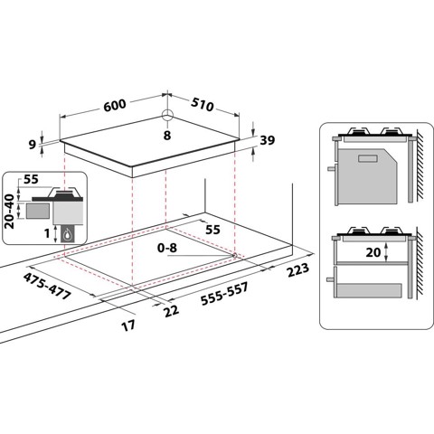 Hotpoint PCN 642 T/IX/HAR Acciaio inossidabile Da incasso 60 cm Gas 4 Fornello(i)